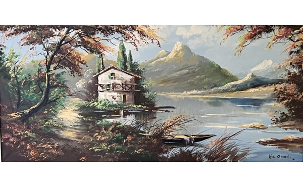 Lise AMADI (Xxème) "Paysage lacustre", h