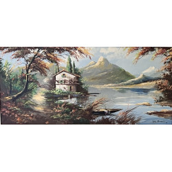 Lise AMADI (Xxème) "Paysage lacustre", h