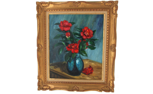 Guy PENNAMEN (Xxème) "Bouquet de camélia