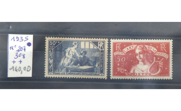 France - Plaquette de 2 timbres 1935 n° 