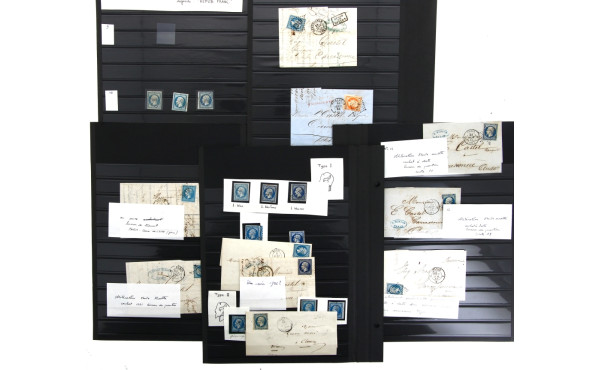 FRANCE n° 10 (3 TP oblit) et n° 14a isol