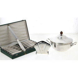 12 couteaux de table manche en métal arg