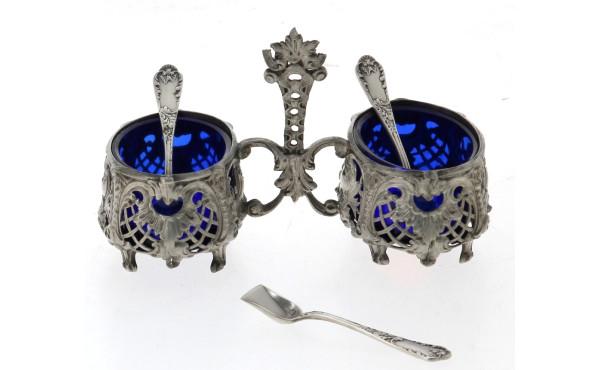 Saleron double en argent, poinçon minerv