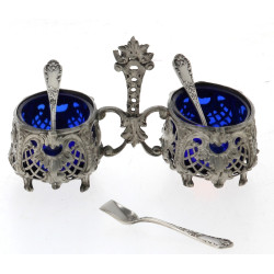 Saleron double en argent, poinçon minerv