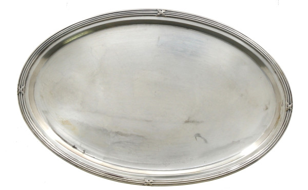 Petit plateau ovale en argent 800ème, dé