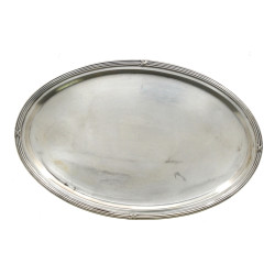 Petit plateau ovale en argent 800ème, dé