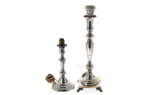 Flambeau en bronze argenté, électrifié, 