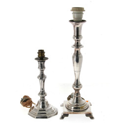 Flambeau en bronze argenté, électrifié, 