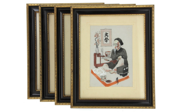 Ecole de SAIGON, vers 1950 - 4 soies pei