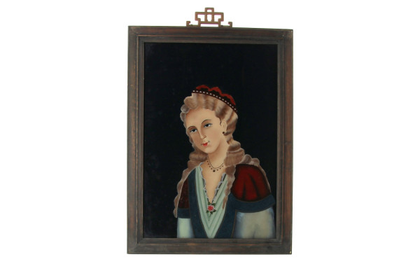 CHINE - Portrait de femme, fixé sous ver