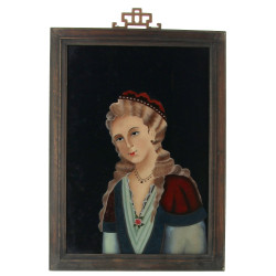 CHINE - Portrait de femme, fixé sous ver