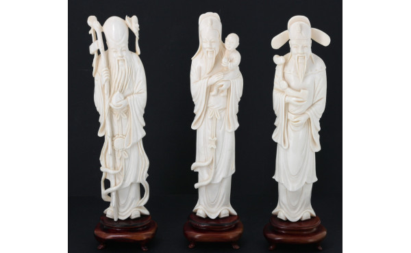 CHINE - "Vieux sages", suite de 3 sujets