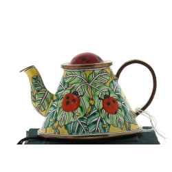 Théière miniature en métal émaillé à déc