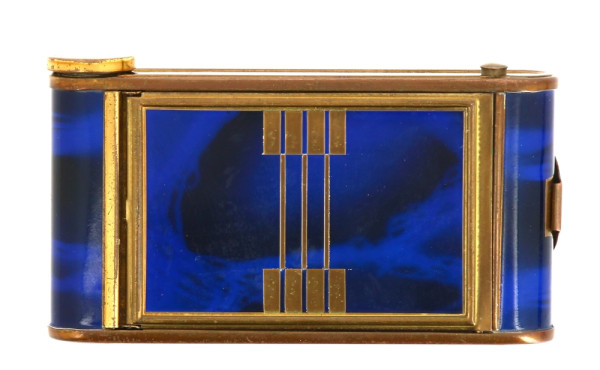 Coffret ART DECO en métal doré et émail 