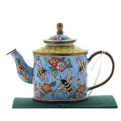 Théière miniature en métal émaillé à déc