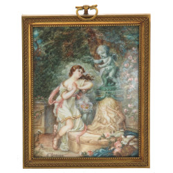 D'après GREUZE "Jeune fille priant l'Amo