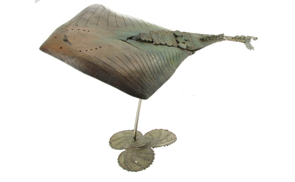 Sculpture en bois et métal peints en for