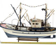 Maquette de bateau de pêche H 40 x L 60 