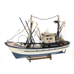 Maquette de bateau de pêche H 40 x L 60 