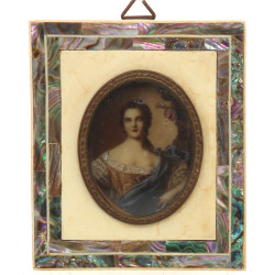 Miniature encadrée, portrait de femme du