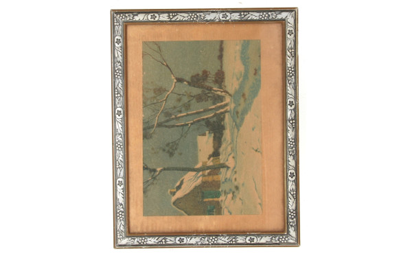 Cadre en bois sculpté argenté des années