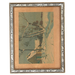 Cadre en bois sculpté argenté des années