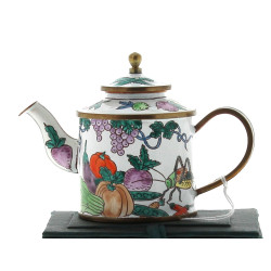 Théière miniature en métal émaillé à déc