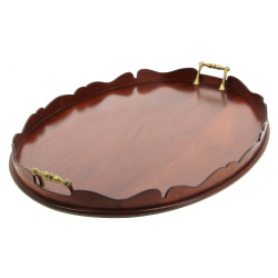 Plateau de service en acajou de forme ov