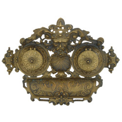 Encrier double ancien en laiton à décor 