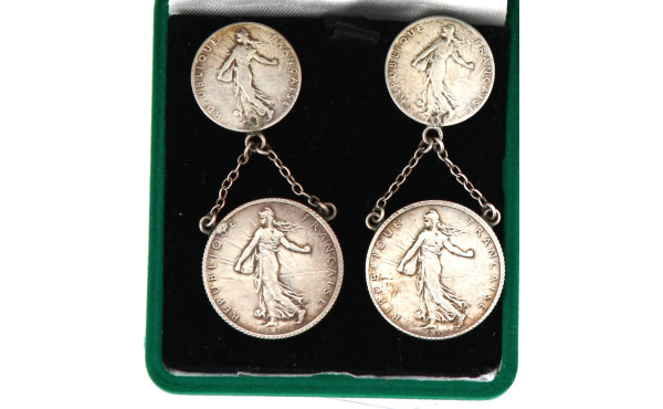 Paire de BO pendants en argent constitué