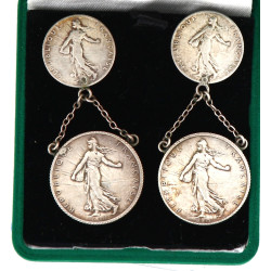 Paire de BO pendants en argent constitué