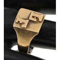 Chevalière homme en or jaune, "LF", poid