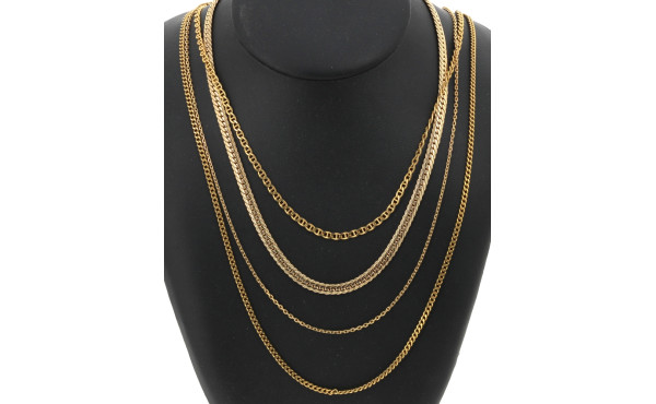 Collier maille plate et 3 chaînes en mét