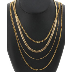 Collier maille plate et 3 chaînes en mét