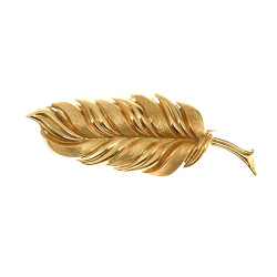 Broche plume en or jaune 18 cts, poinçon