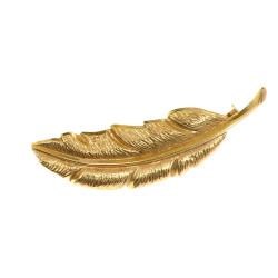 Broche plume en or jaune 18 cts, poinçon