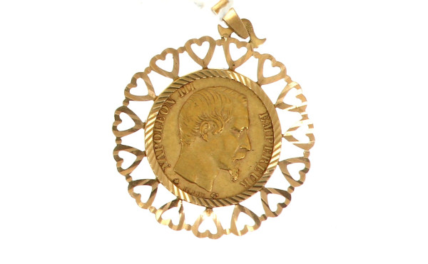 Pendentif or avec pièce 20 F or "1860", 