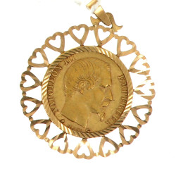 Pendentif or avec pièce 20 F or "1860", 