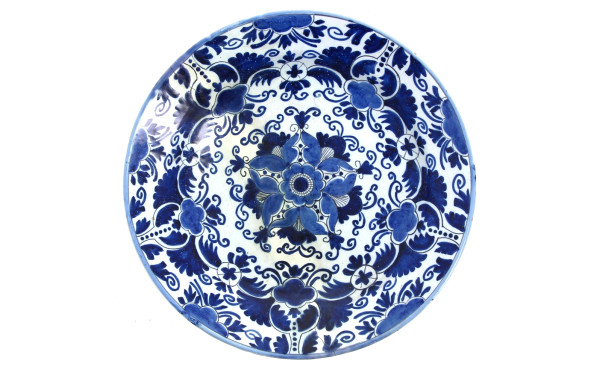 DELFT - Plat rond ancien en faïence de D