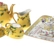Encrier double en porcelaine à décor flo