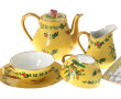 Encrier double en porcelaine à décor flo