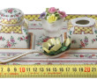 Encrier double en porcelaine à décor flo