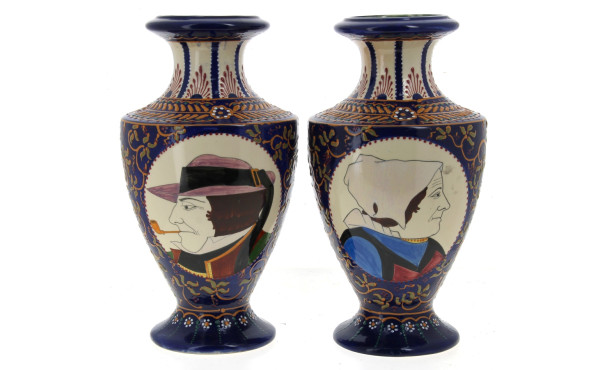 HB QUIMPER - Paire de vases en faïence p