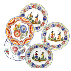 HB et HENRIOT Quimper - 5 assiettes dont