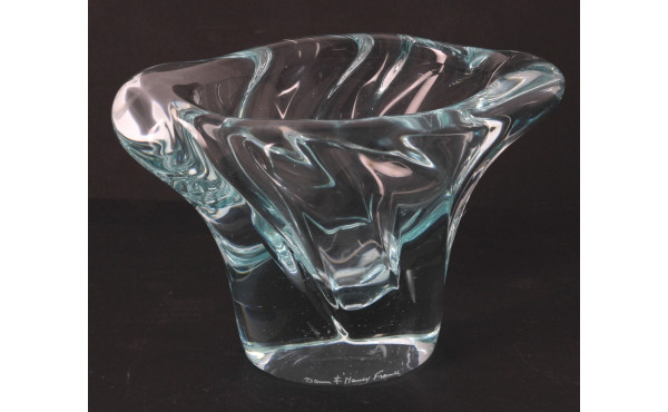 DAUM Nancy France - Vase en cristal bleu