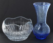 BIOT - Vase en verre bullé bleu, H 28,5 