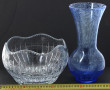 BIOT - Vase en verre bullé bleu, H 28,5 