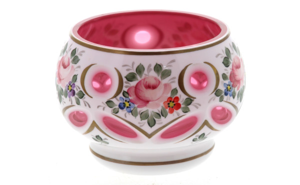 Photophore forme boule en verre overlay 