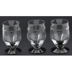 10 verres ancien en verre gravé transpar