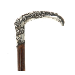 Canne ancienne à pommeau argent décor Ar